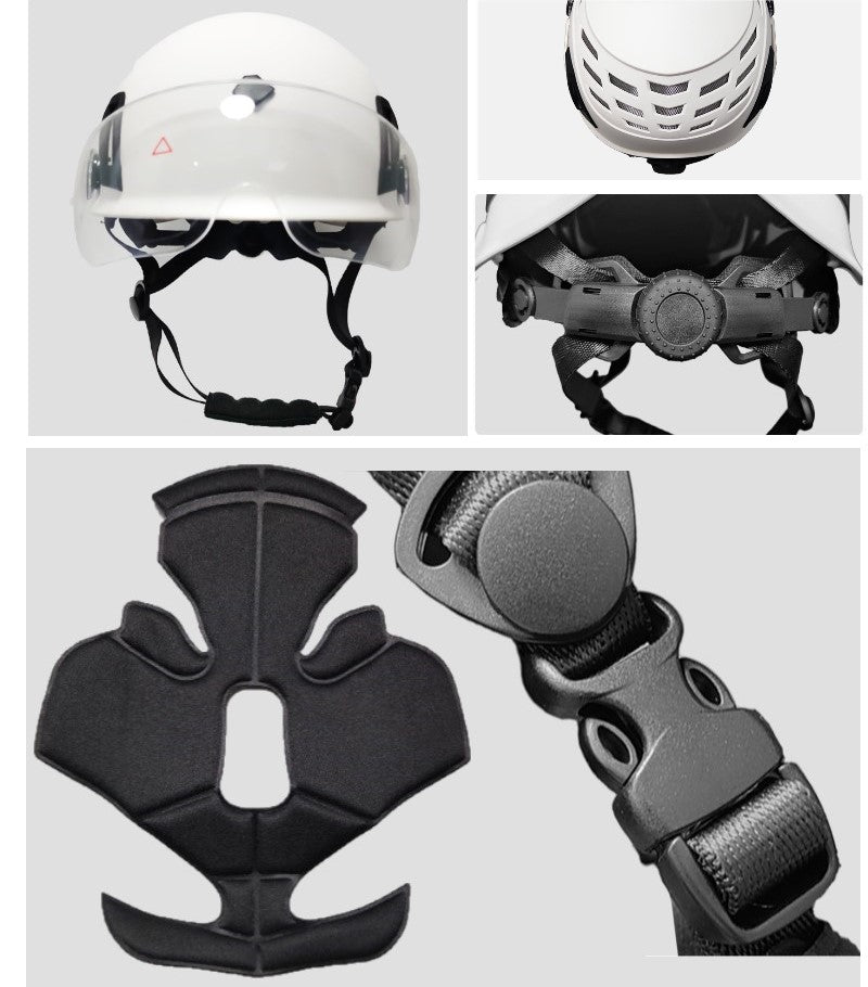 C-123 Smart Impact Protection Ventilated Multi-Purpose Climbing Helmet with Integrated Goggles | CE/EN Certified Reinforced ABS Safety Gear | OEM Factory