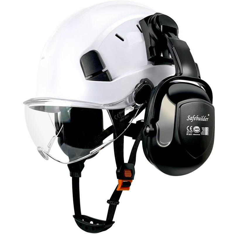 C-06 Dual-Visor Safety Helmet with Built-in Double Goggles - High-Impact ABS Shell for Construction Sites, Mountaineering & Cycling, Certification Compliant Anti-Crush Head Protection