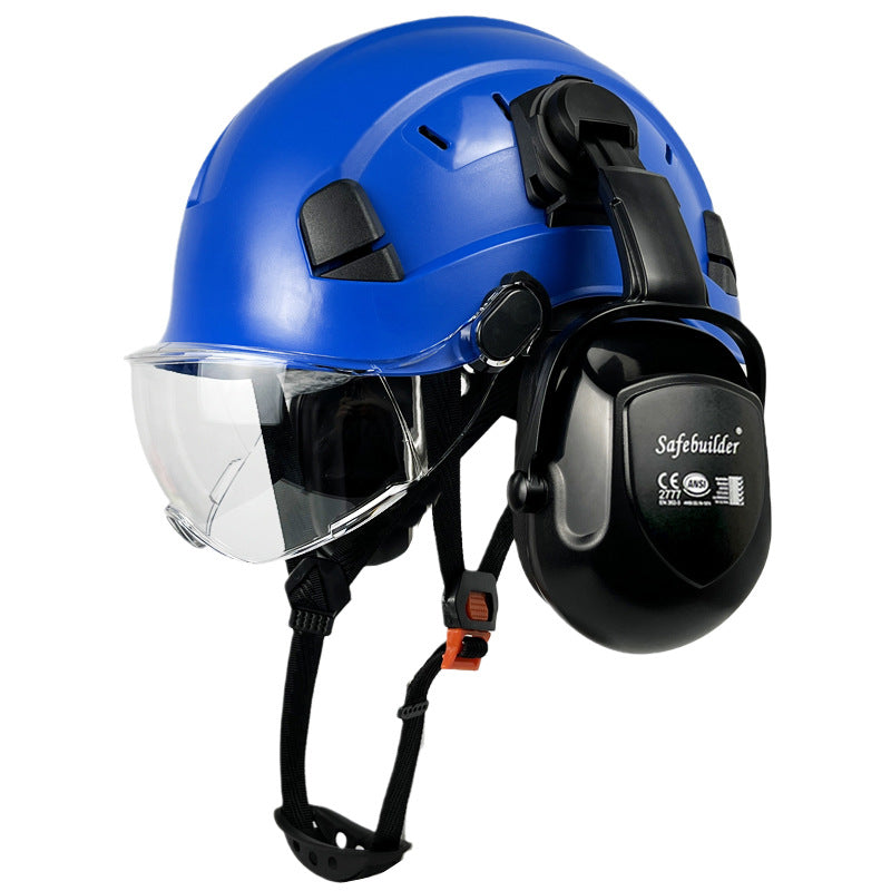 C-06 Dual-Visor Safety Helmet with Built-in Double Goggles - High-Impact ABS Shell for Construction Sites, Mountaineering & Cycling, Certification Compliant Anti-Crush Head Protection