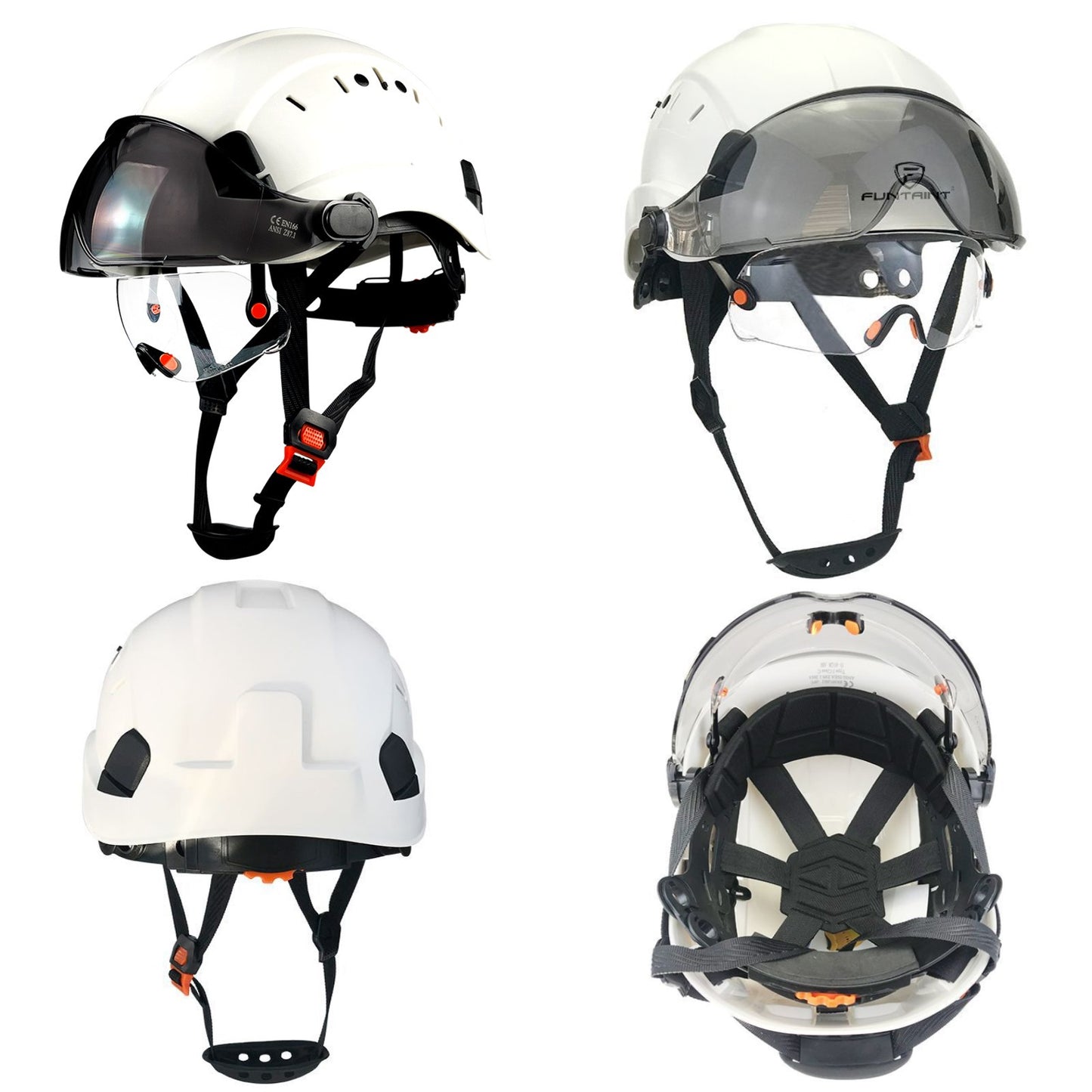 C-06 Dual-Visor Safety Helmet with Built-in Double Goggles - High-Impact ABS Shell for Construction Sites, Mountaineering & Cycling, Certification Compliant Anti-Crush Head Protection