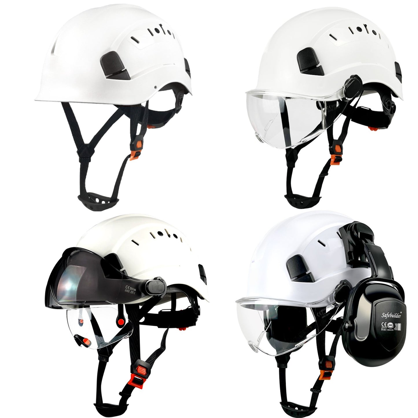 C-06 Dual-Visor Safety Helmet with Built-in Double Goggles - High-Impact ABS Shell for Construction Sites, Mountaineering & Cycling, Certification Compliant Anti-Crush Head Protection