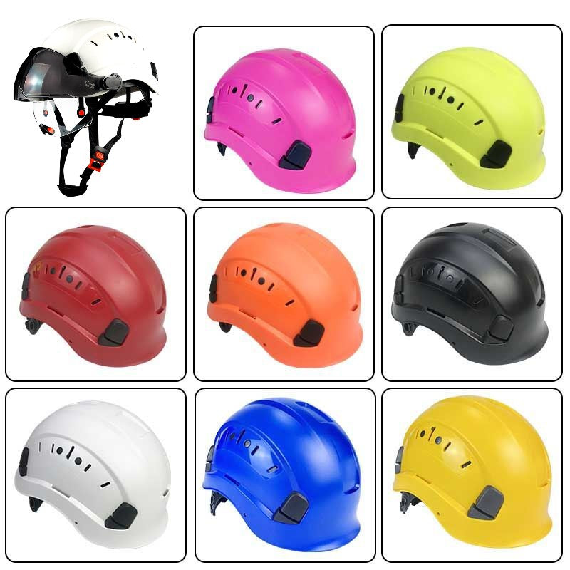 C-06 Dual-Visor Safety Helmet with Built-in Double Goggles - High-Impact ABS Shell for Construction Sites, Mountaineering & Cycling, Certification Compliant Anti-Crush Head Protection