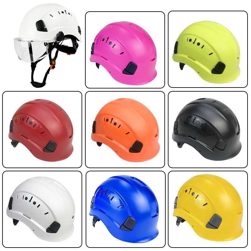 C-06 Dual-Visor Safety Helmet with Built-in Double Goggles - High-Impact ABS Shell for Construction Sites, Mountaineering & Cycling, Certification Compliant Anti-Crush Head Protection