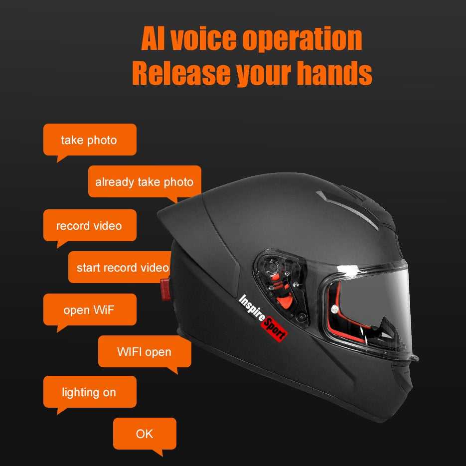M02 1080P HD Camera helmet AI voice operate motorbike helmet WIFI /HIFI Bluetooth connected motorcycling helmet