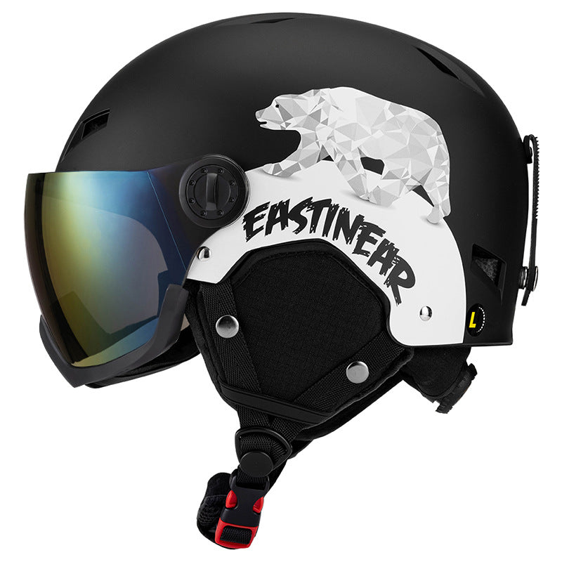 S-007G Cartoon snowboading helmets with goggle integrated skiing helmet for children and adults full size varies color  warm and cute