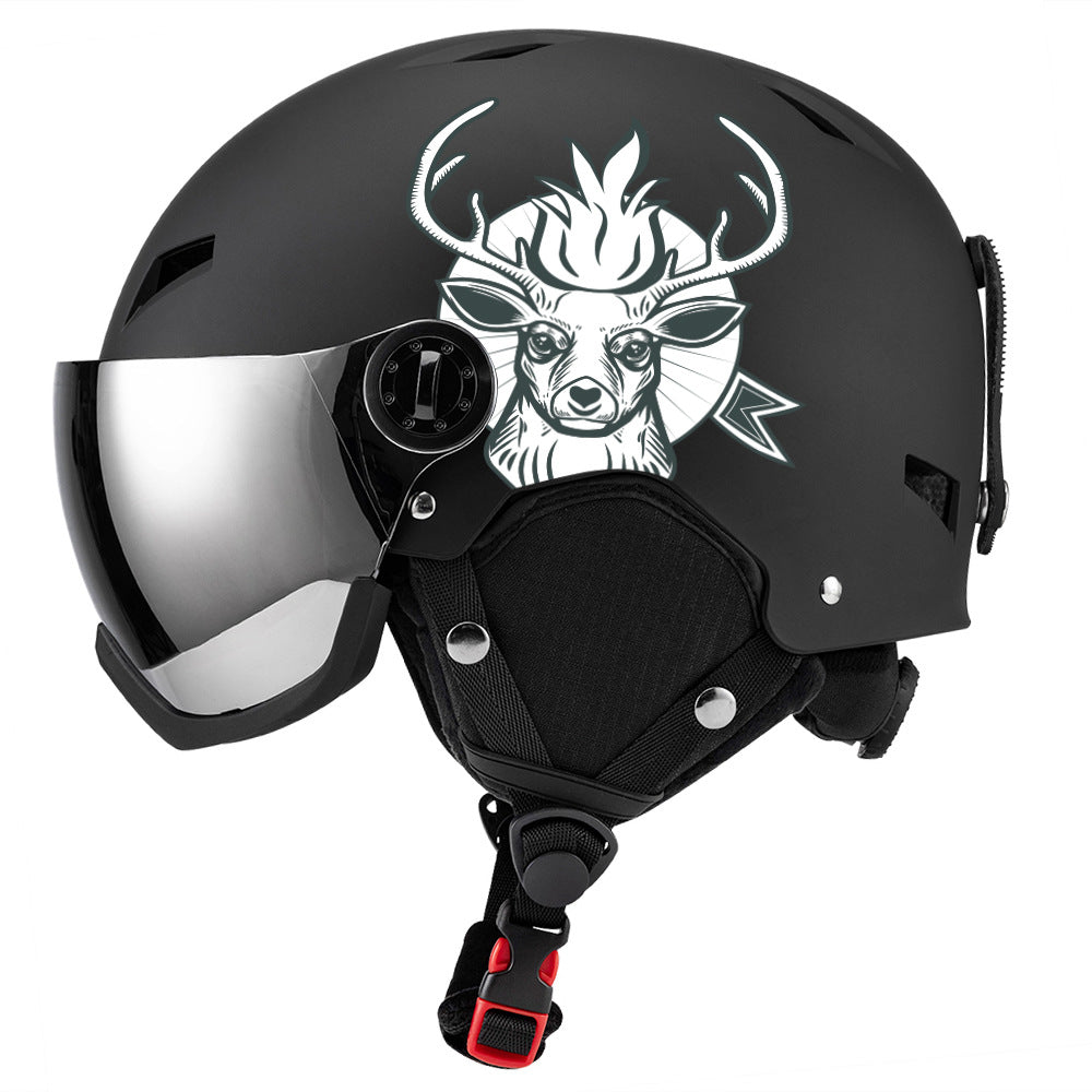 S-007G Cartoon snowboading helmets with goggle integrated skiing helmet for children and adults full size varies color  warm and cute