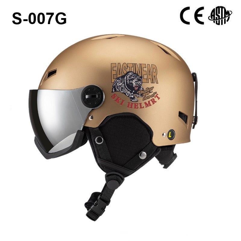 S-007G Cartoon snowboading helmets with goggle integrated skiing helmet for children and adults full size varies color  warm and cute