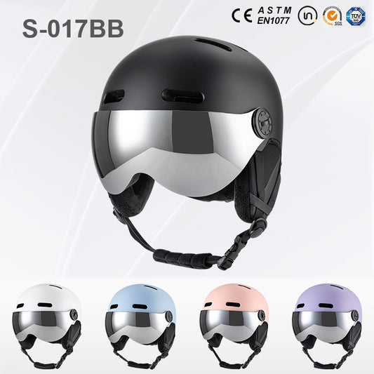 S-017 New fashion outdoor snow board helmet with goggle