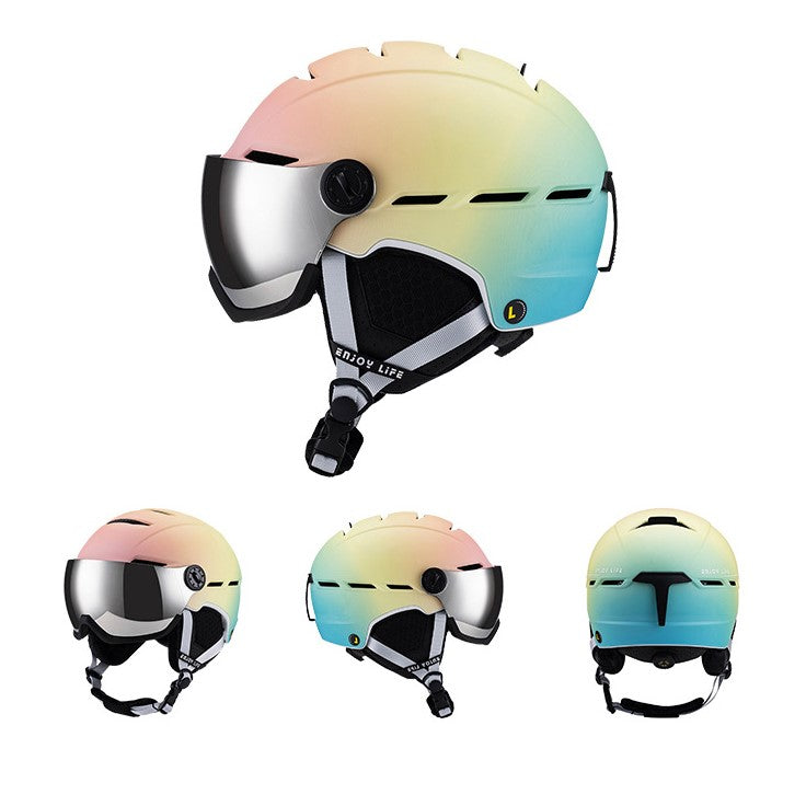 S-008P Gradient color freshing adult ski helmet for men and women outdoor sports single/double board warm ski helmet