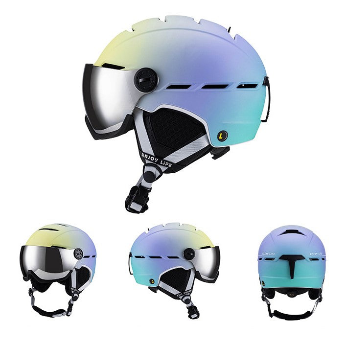 S-008P Gradient color freshing adult ski helmet for men and women outdoor sports single/double board warm ski helmet