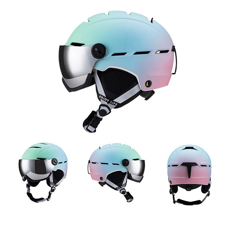 S-008P Gradient color freshing adult ski helmet for men and women outdoor sports single/double board warm ski helmet