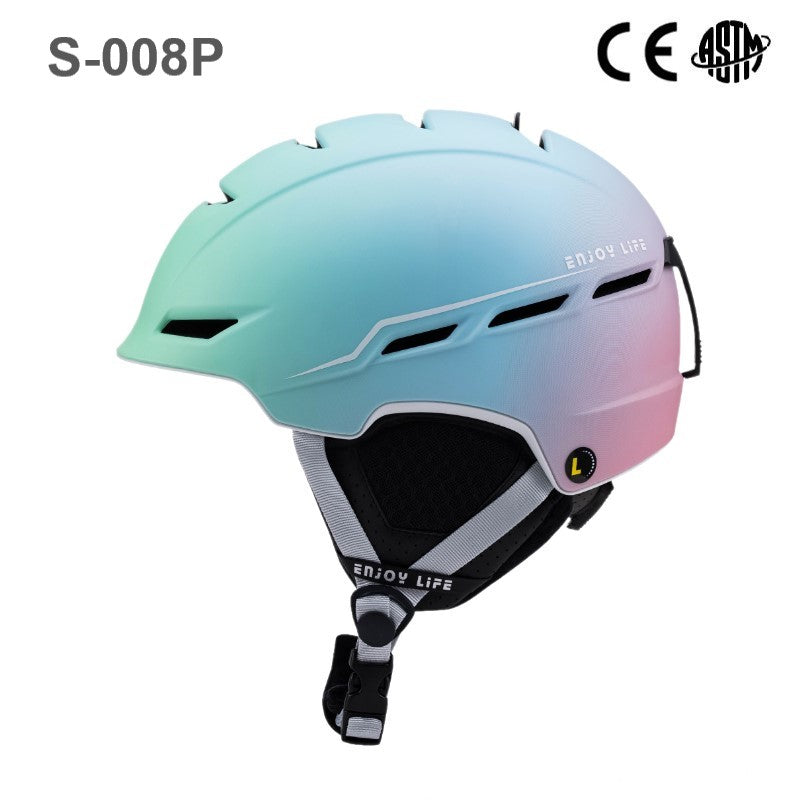 S-008P Gradient color freshing adult ski helmet for men and women outdoor sports single/double board warm ski helmet