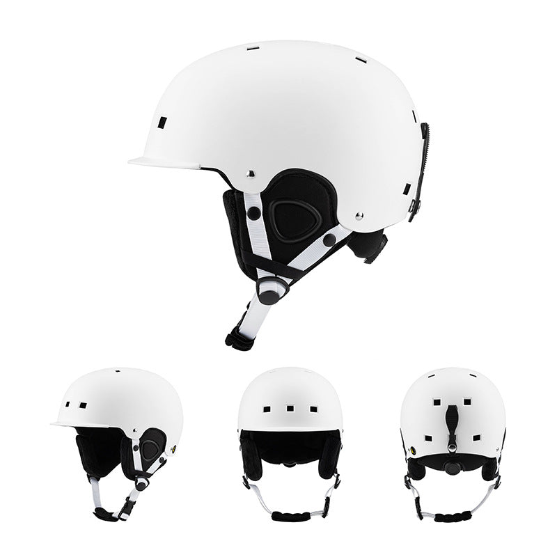 S-43B New style ski helmet with small brim for warmth, comfort, and breathability. Single and double snowboarding sports helmets for ski field safety
