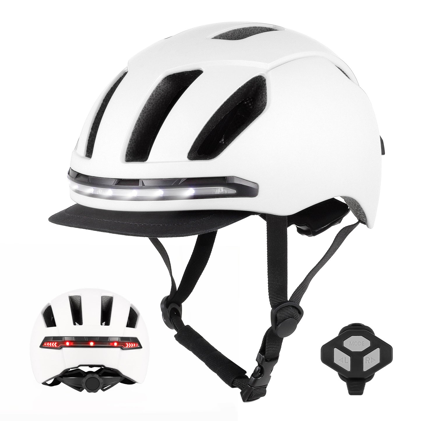 U-001 Remote control Turn signal smart helmet with front rear Lights and detachable Visor