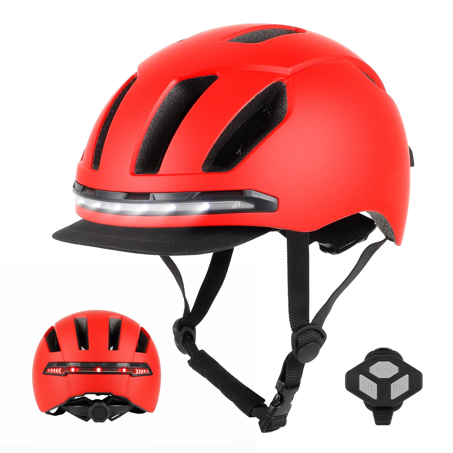 U-001 Remote control Turn signal smart helmet with front rear Lights and detachable Visor