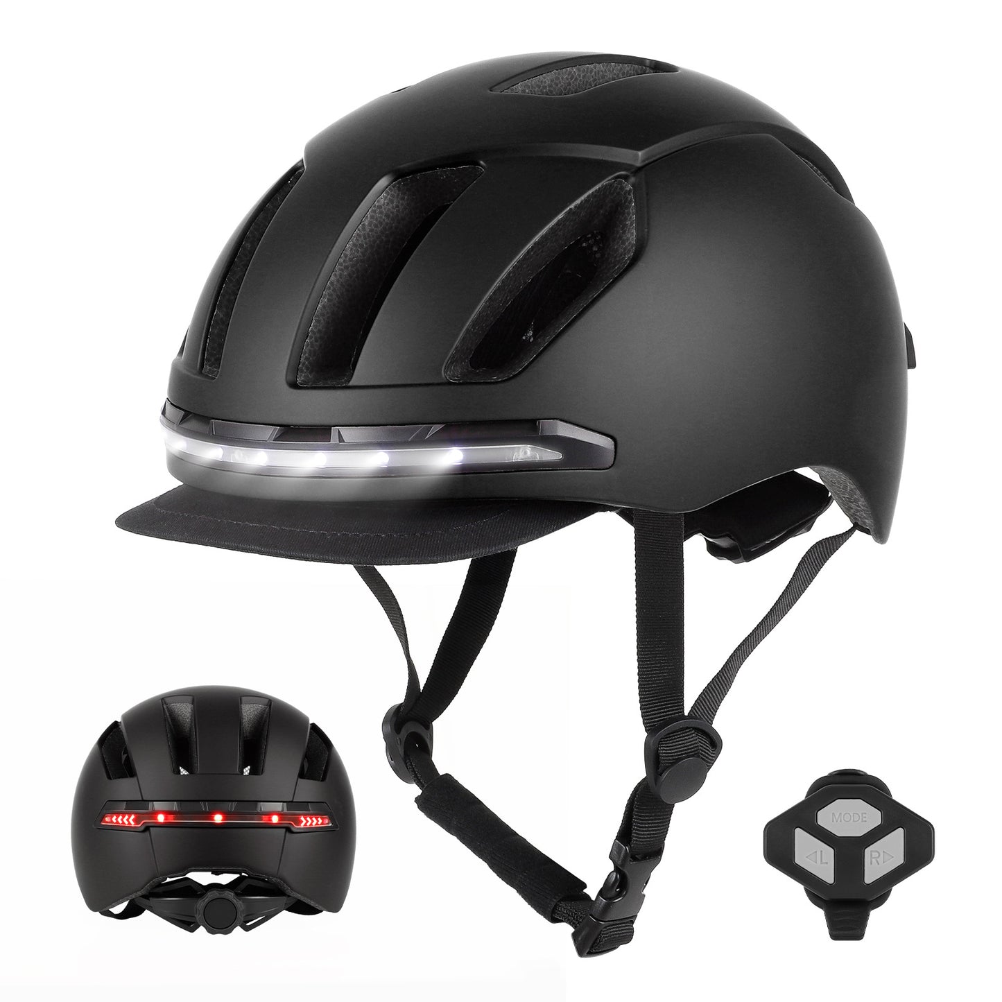U-001 Remote control Turn signal smart helmet with front rear Lights and detachable Visor