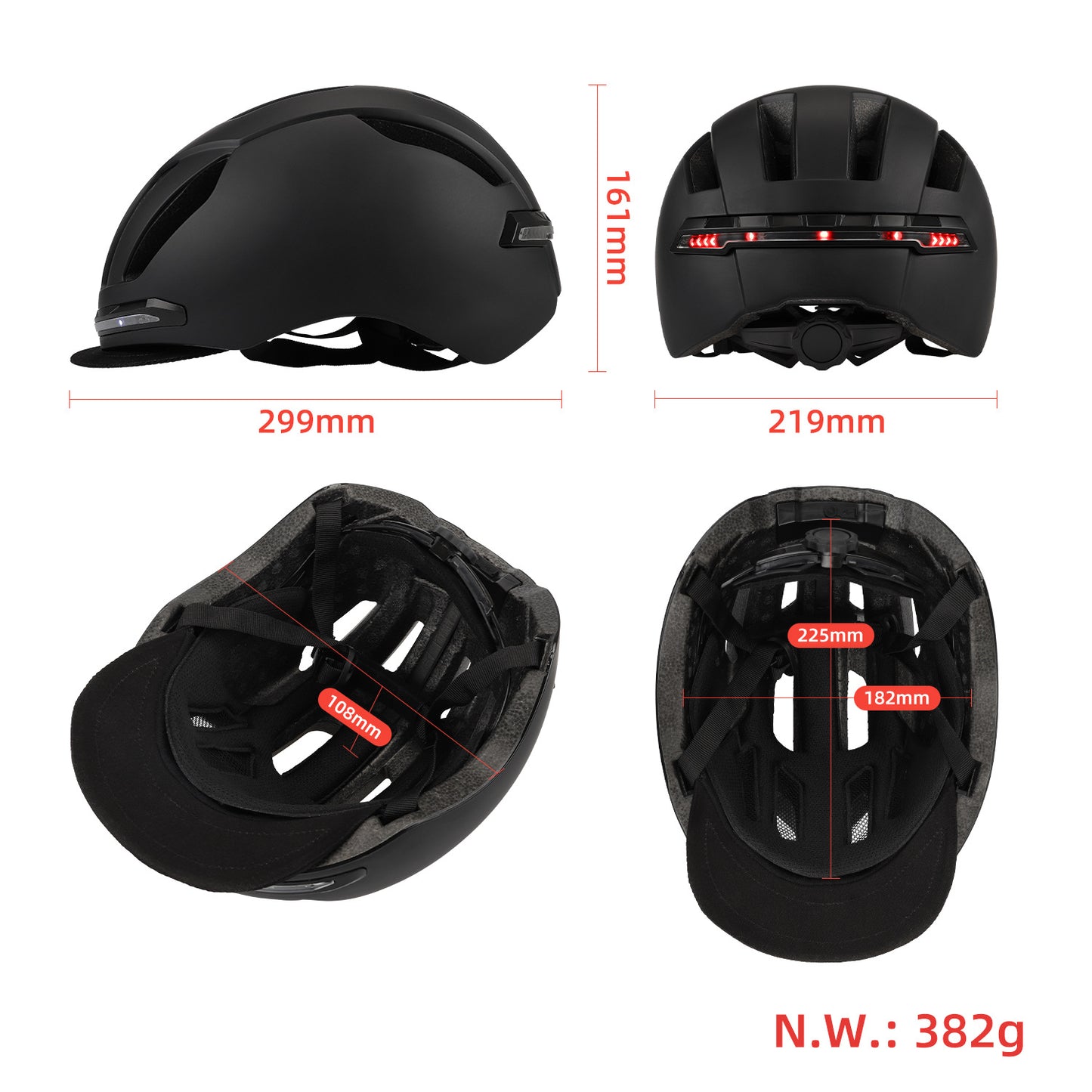 U-001 Remote control Turn signal smart helmet with front rear Lights and detachable Visor